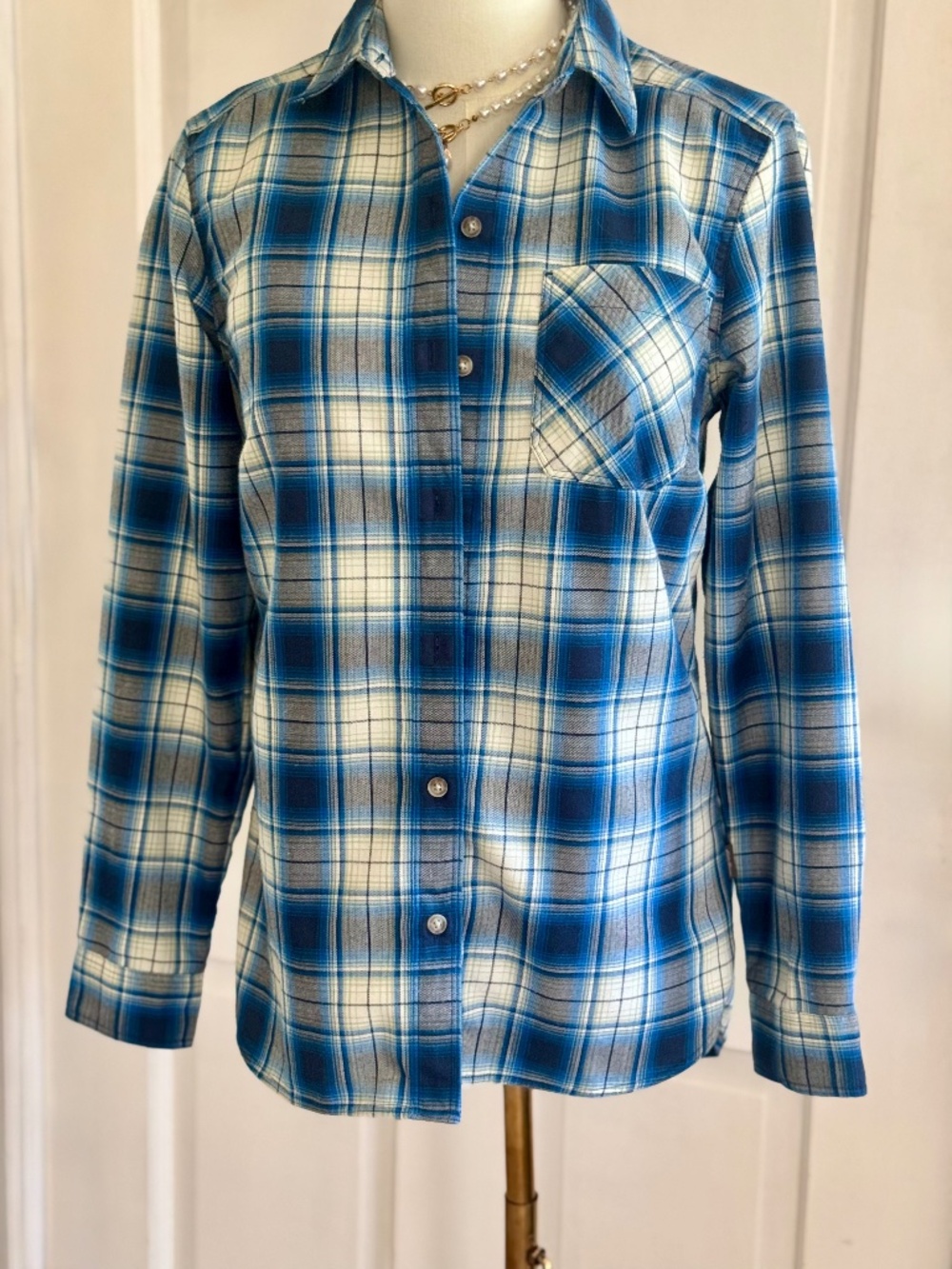 Blue Plaid Long-Sleeve Shirt